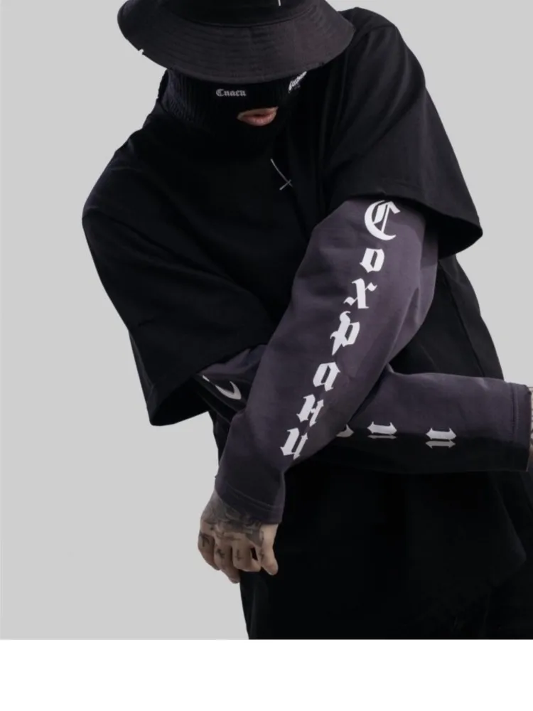 الهيب هوب المتضخم الشارع الشهير المرأة التي شيرت Harajuku CMH الجرافيك طباعة الملابس الجمالية وهمية قطعتين طويلة الأكمام قميص القوطي Y2k