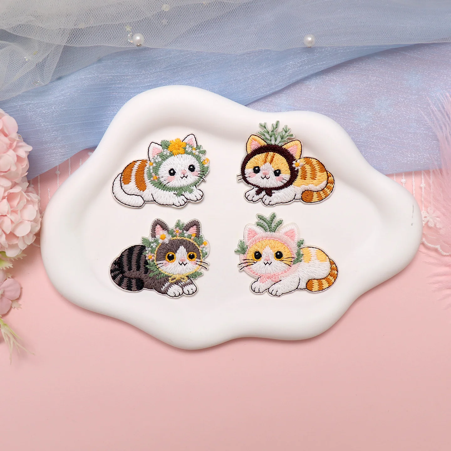 Cute Cartoon  Embroidery Fabric Patch for down Jacket DIY Self Adhesive Repair Sticker Clothing Decoration Hole Patch
