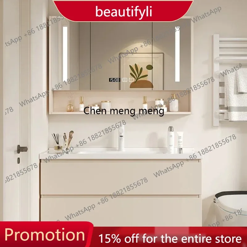 Lavabo X188 con Mueble de Baño Integrado de Cerámica, Moderno y Sencillo, Juego de Lavabo Móvil para Baño, Muebles para Baño