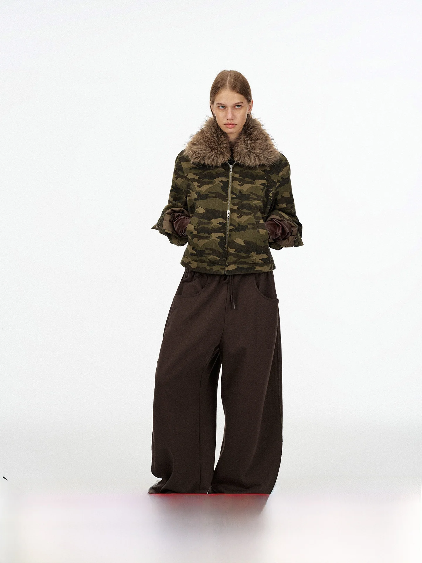 

Женская повседневная куртка Loala Office Classic с камуфляжным принтом, съемным меховым воротником, капюшоном из чистого хлопка, модель H-ape.