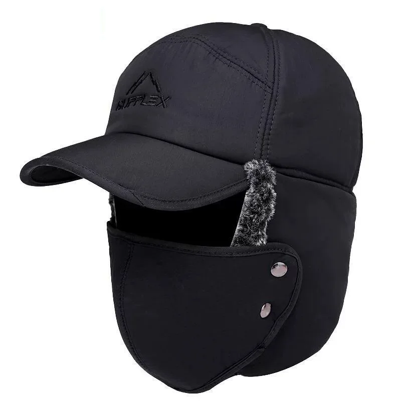 Chapéu quente masculino de pele sintética bombardeiro engrossar chapéu de inverno boné de aba de orelha feminino macio gorros térmicos chapéus para pesca ao ar livre boné de esqui chapéus