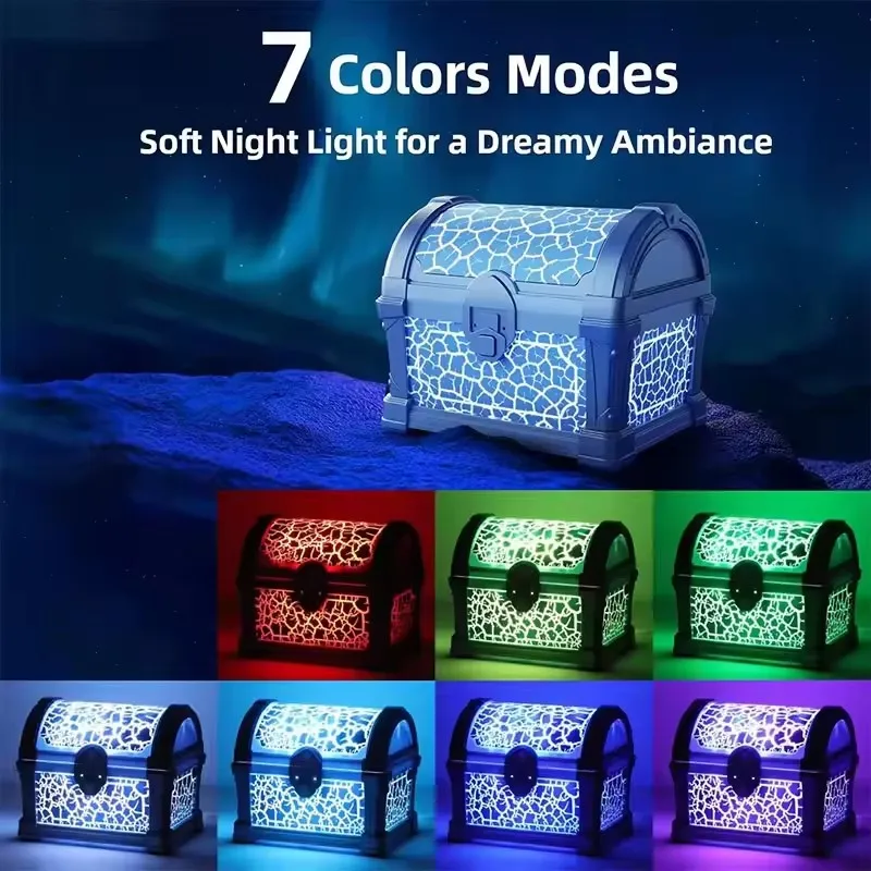 Treasure Box Projection Light Bluetooth Speaker with White Noise Timeable Bedroom Atmosphere Night Light Projector Children Gift
