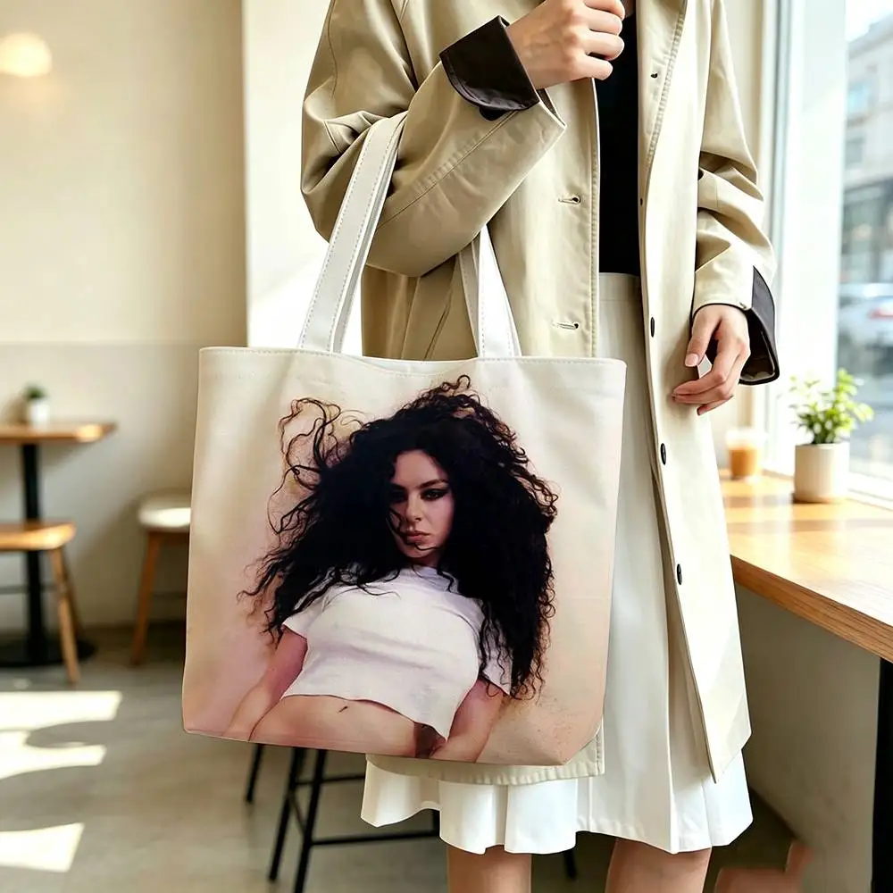 Brat Album C-Charli XCX Printed Canvas Tote Bag Shoulder Bag Commuter Mommy Shopping Bag