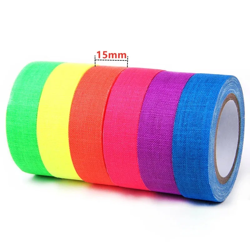 5m Rolls of Fluorescent Cloth-Based Tape, Width 1.5cm Mm, Suitable for Parties, Stage Decorations, and Can Also Be Used in Everyday Household Settings