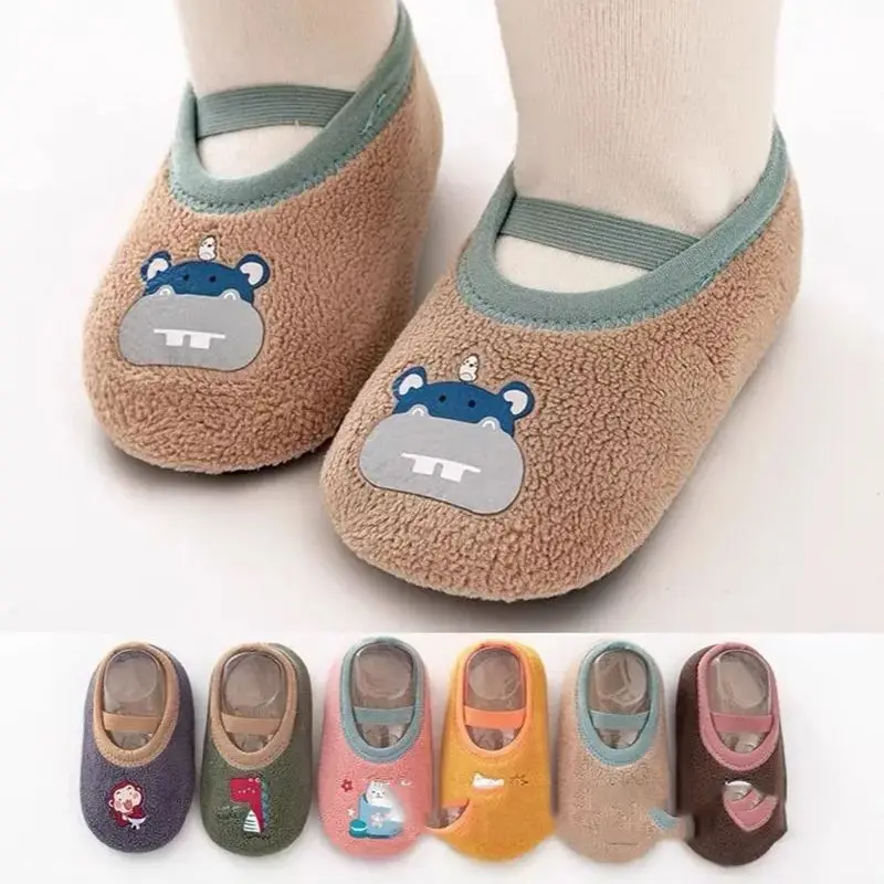 Baby Anti-slip Socks Newborn Warm Crib Floor Shoes with Rubber Sole for Children Boy Toddler Foot Girl Infant Cute Kids Slippers