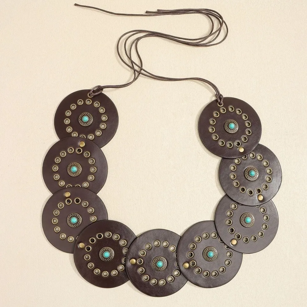 Сверхмощный бирюзовый широкий женский ремень из искусственной кожи в стиле панк с заклепками, пояс Y2k, готическое платье, джинсовый ремень, музыкальный фестиваль