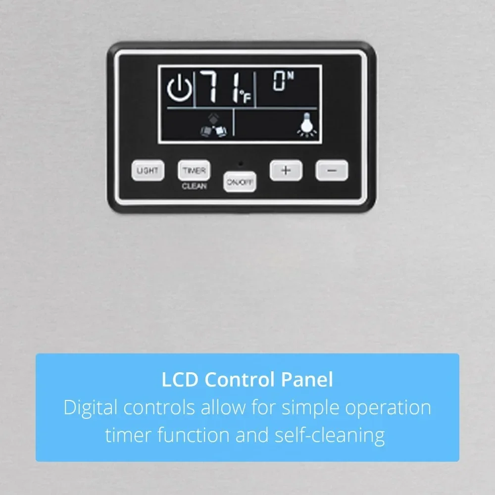 Máquina de hielo comercial de acero inoxidable, capacidad de almacenamiento de 33lb cada 24 horas, incluye mangueras de conexión y cuchara de hielo