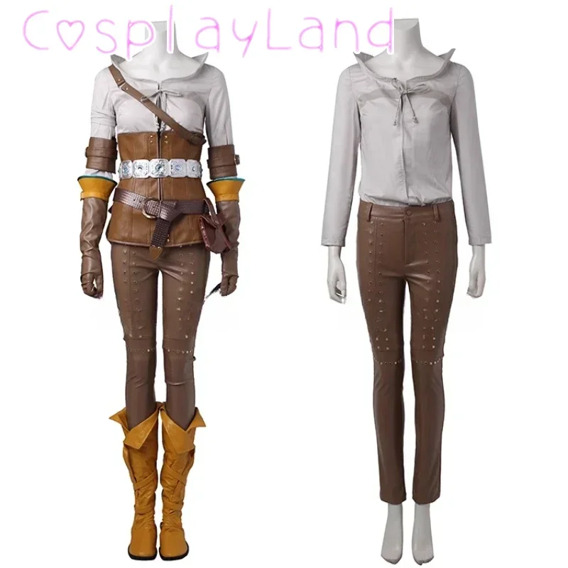 

Cirilla Fiona Cosplay Costume Women Fantasia Full Set Top Pants with Accessories Role Play Outfit Halloween Carnival Party Suit