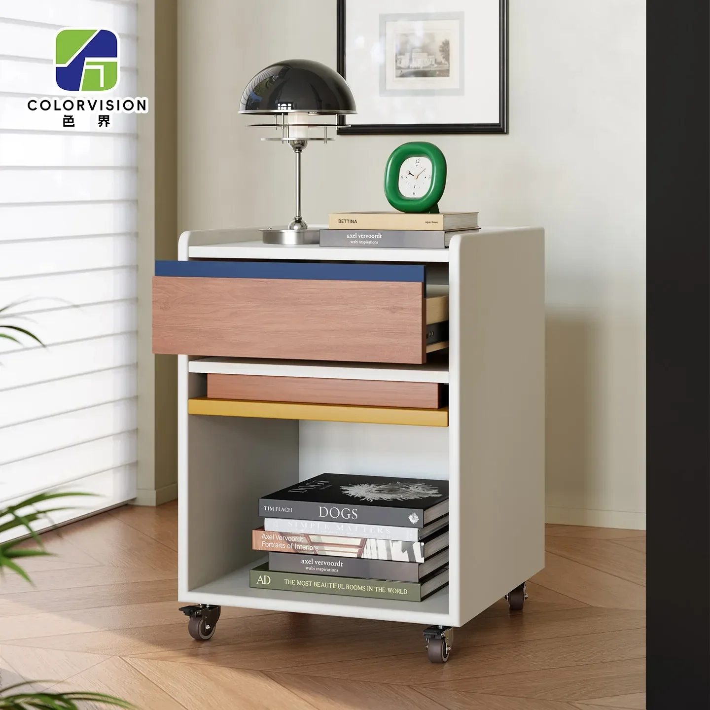 Cream Style Light Luxury Premium Sense Movable Modern Simple Storage Multifunctional LockerX15