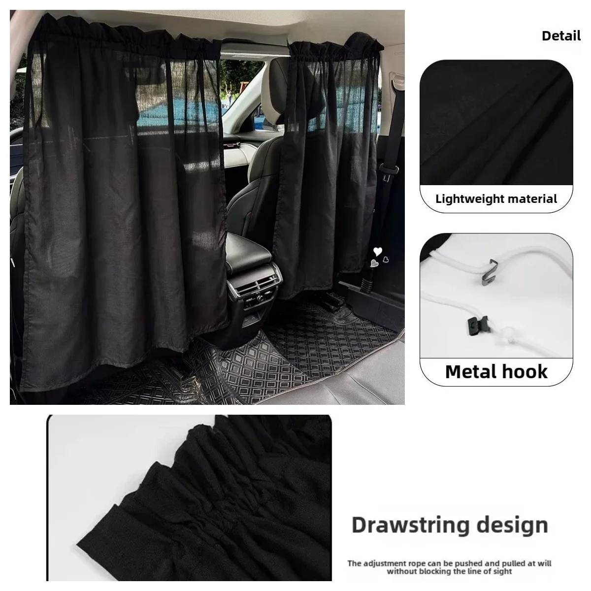 

Автомобильная занавеска Изолирующая занавеска Герметичная защита перегородки кабины такси Коммерческий автомобиль Кондиционер Солнцезащитный козырек и конфиденциальность