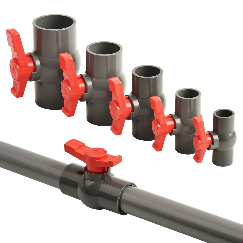 2Pcs I.D 20/25/32/40/50mm Socket Type PVC/PE Ball Valve Quick Connection, DN15/20/25/32/40 for Agricultural Planting