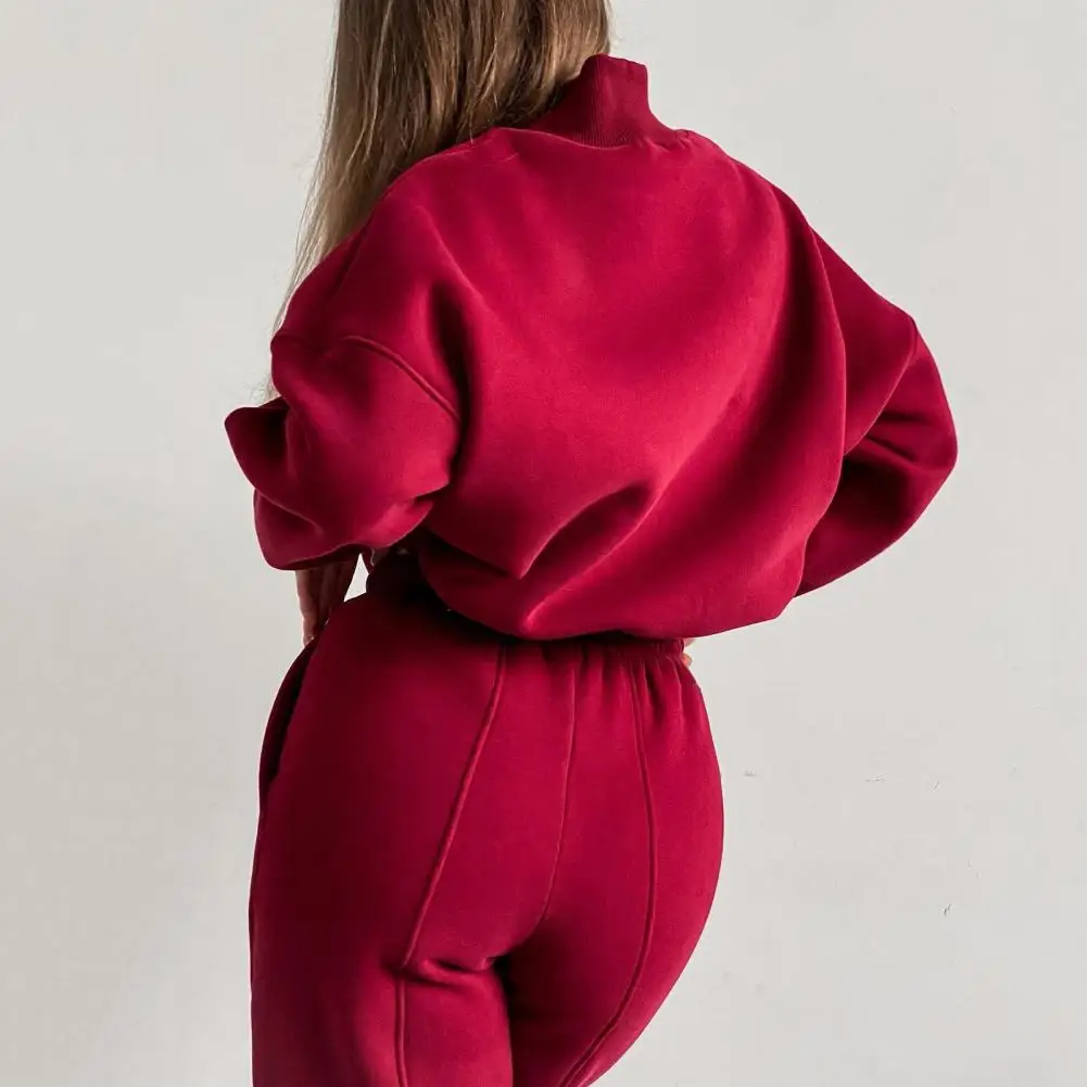 Lady Fall Winter Tracksuit Women Commuter Suit Women's Stand Collar Sweatshirt High Waist Trousers Set for Sport Fitness Long