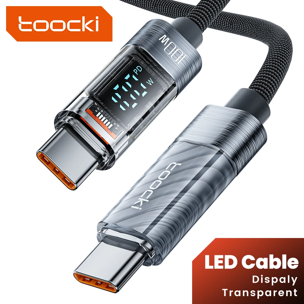 Toocki USB Type C To USB C 디스플레이 충전 케이블 100W 60W PD Macbook Xiaomi redmi POCO Samsung huawei realme용충전케이블 고속 충전기 코드, 투명 USB c타입 케이블 c타입 고속 충전케이블 c