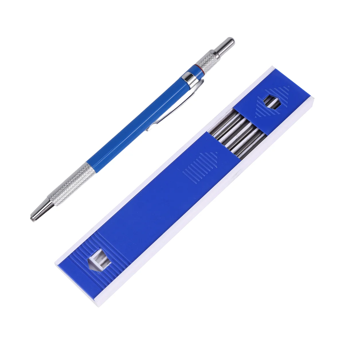 2.0mm Mechanical Pencil Lead Pencil for Draft Drawing Carpenter Crafting Art Sketching with 12 Pcs Refill - Blue