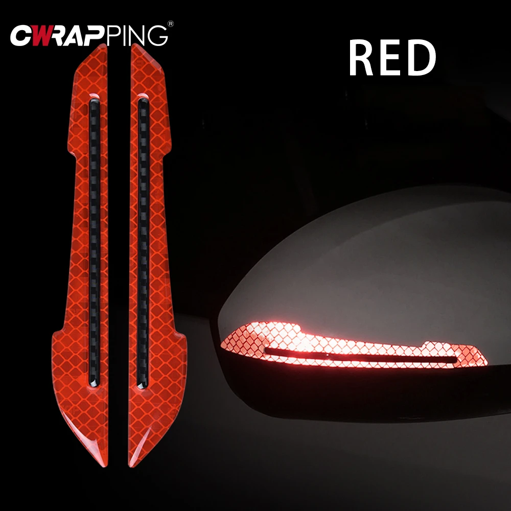 2PCS Car Reflective Safety Warning Tape Sticker Mark Styling Reflective Mirror Stickers for Auto DIY Decorative Accessories