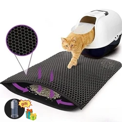 Alfombrilla antideslizante para arena de gatos, estera impermeable de doble capa para caja de arena de mascotas, almohadilla para cama, almohadilla de limpieza, accesorios para gatos, con regalo