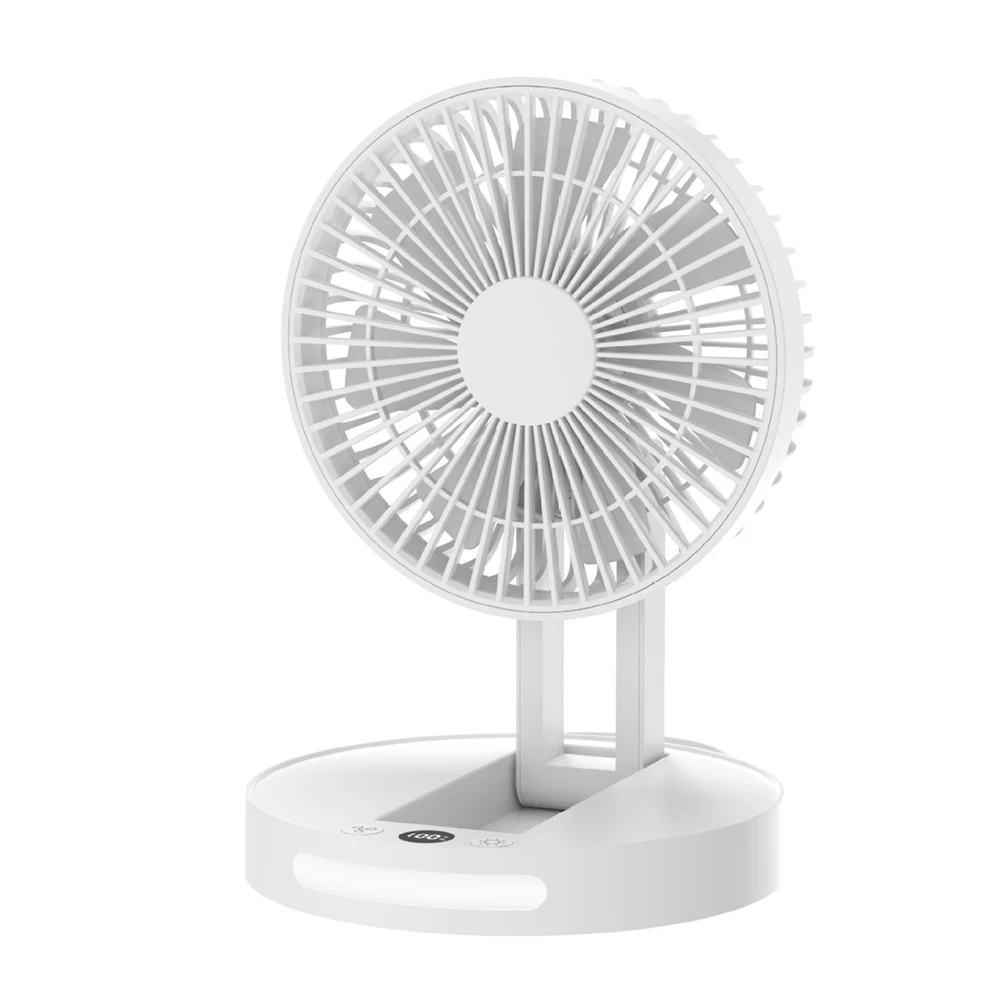 Digital Display Fan Folding Rechargeable Fan Built-in Rechargeable Battery Compact Design For Travel Easy To Monitor Settings