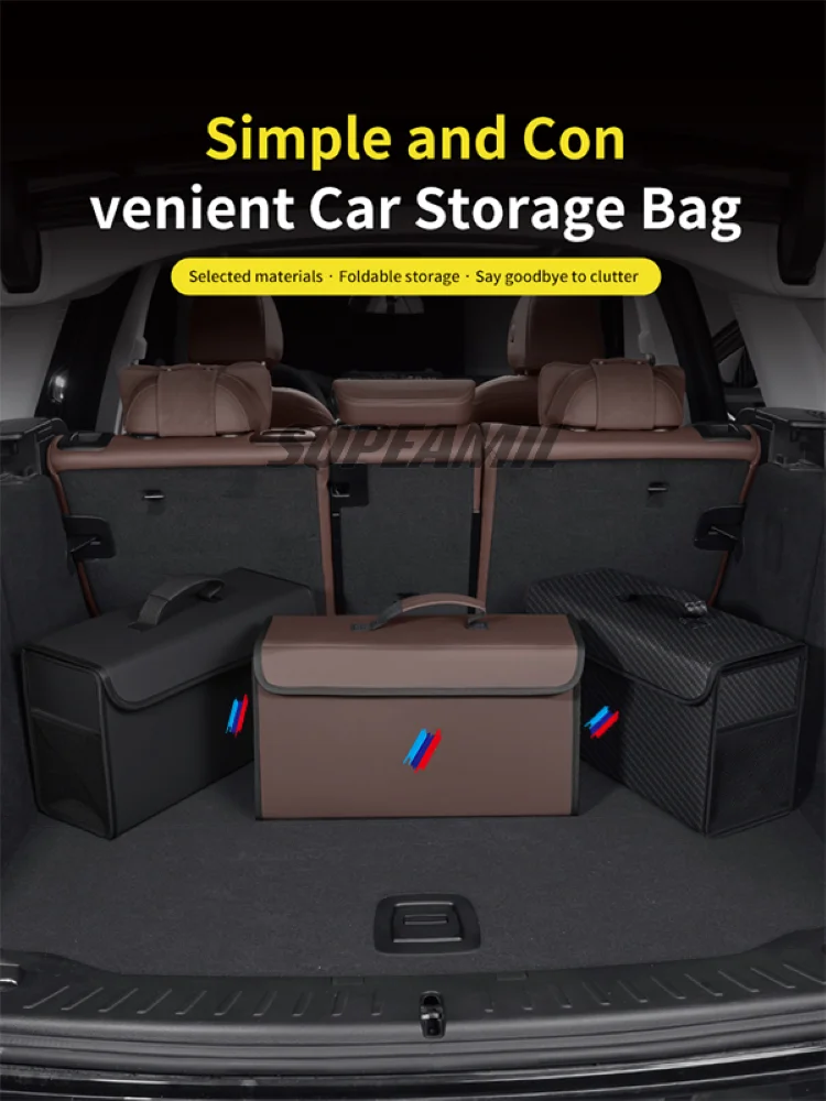 Skórzany składany organizer do bagażnika samochodowego, torba do przechowywania i porządkowania, pasuje do BMW M Power X3 X4 X5 X7 E36 E39 E46 E60 E65 E90 F10 F15 F20 F25 — 2