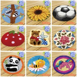 Mat Latch Hook Smyrna Knooppakket Button Cushion Kit Embroidery Carpet Cushion Animals Needlework Almofadas Do It Yourself DIY