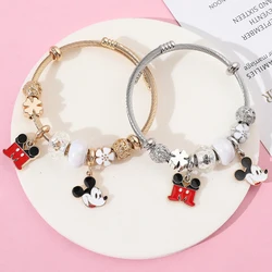 New Disney Series Fashionable and Cute Mickey Mouse Mickey M Letter Pendant DIY Flower Versatile Beaded Bracelet