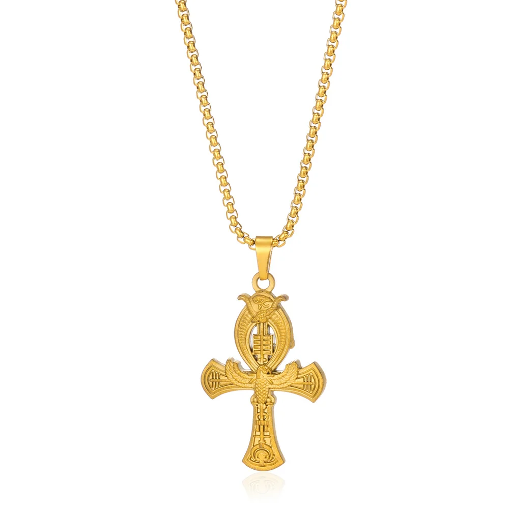Edelstahl Jesus Kreuz Halskette Für Frauen Männer Gold Farbe Caravaca Engel Kruzifix Charme Halsband Rapper Schmuck Hip Hop Geschenk