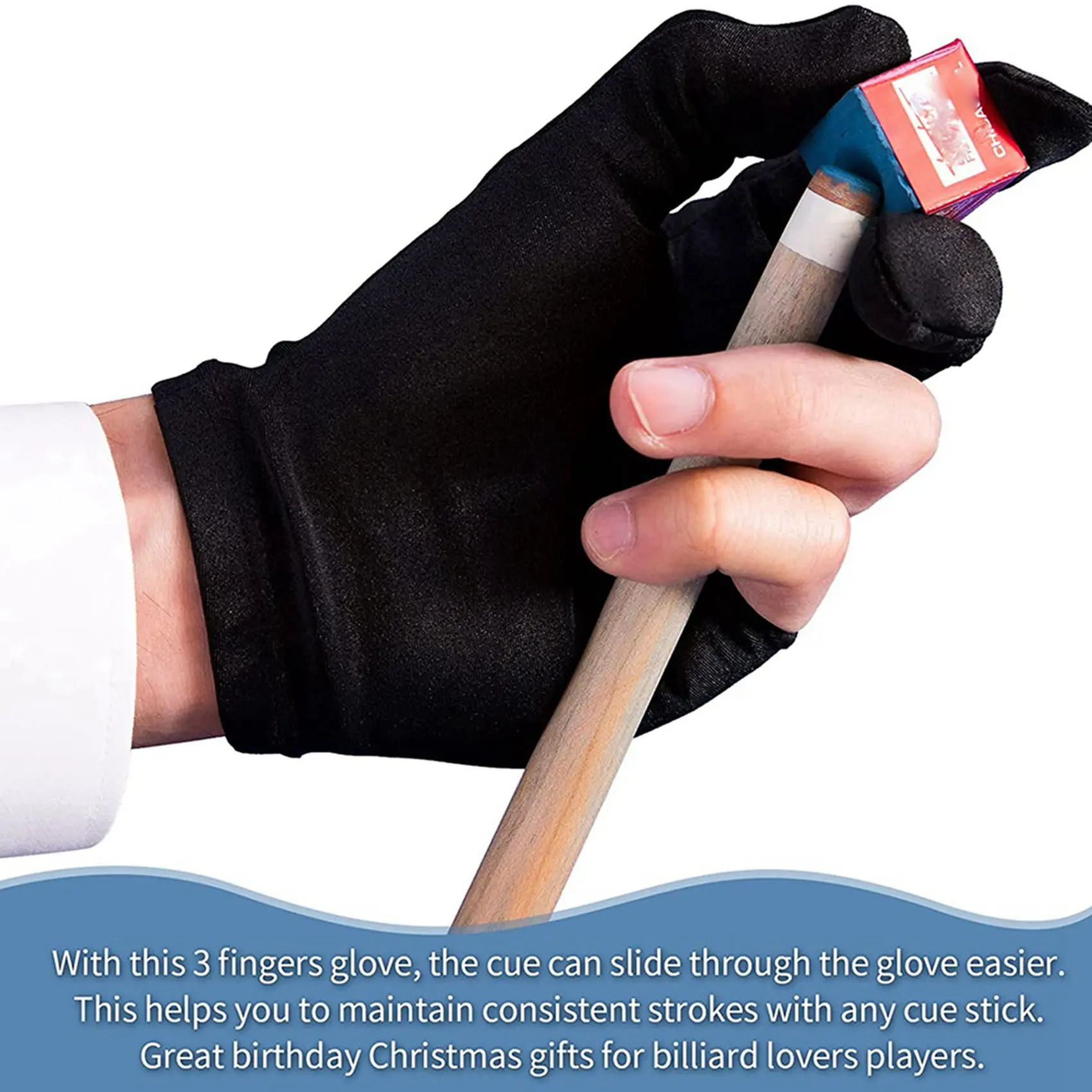 

B06C-44 шт. бильярдные перчатки с 3 пальцами, кий, шутер, перчатки для бассейна, спортивные перчатки для женщин и мужчин, как левая и правая рука, черные