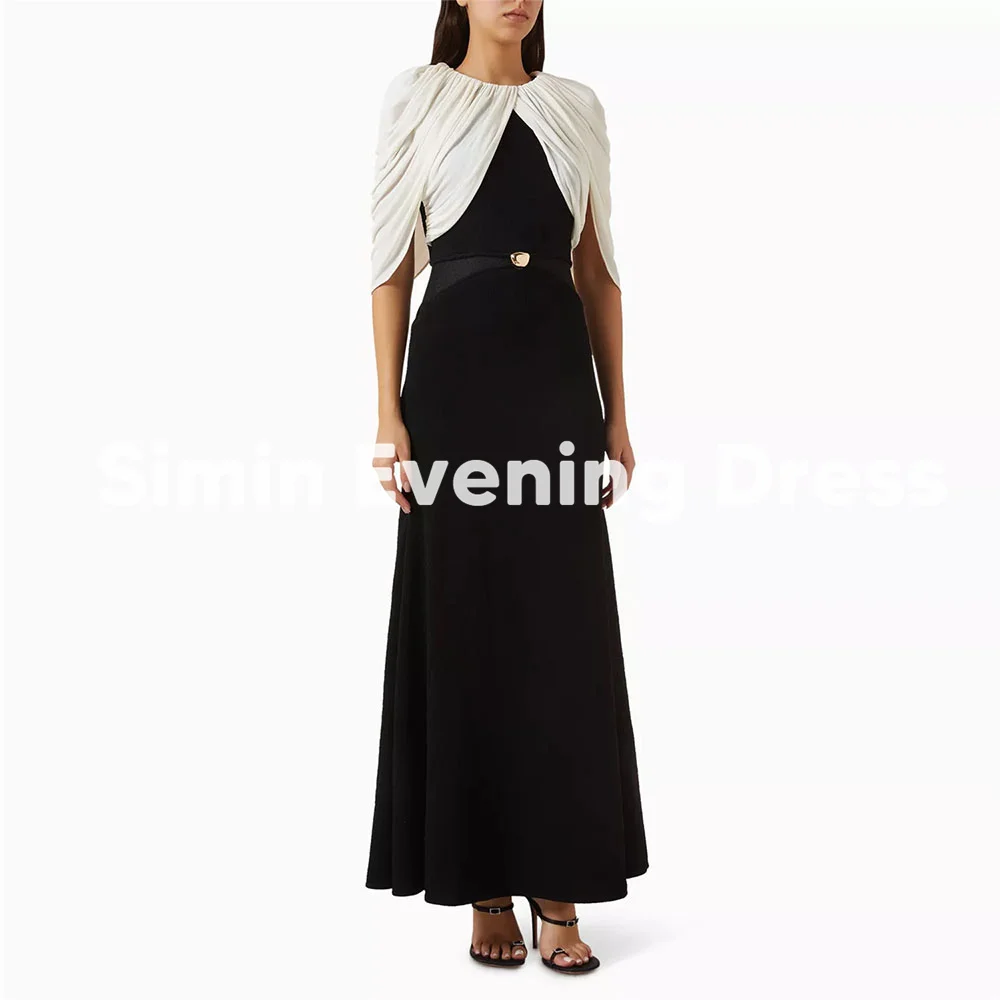 

Simin женские вечерние платья трапециевидной формы со складками и поясом, драпированные вечерние платья с короткими рукавами до щиколотки, вечерние элегантные платья 2025