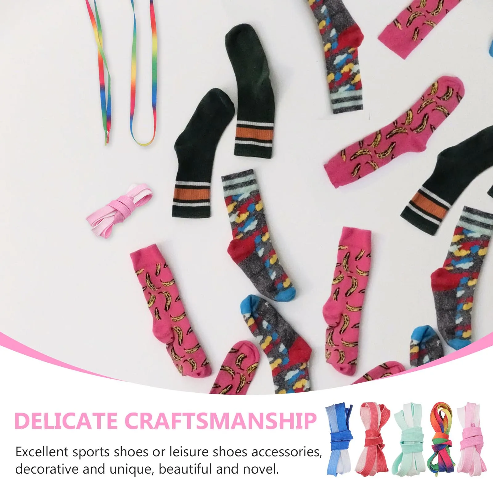 

5Pairs Gradient Color Flat Shoelaces Multi-Purpose Durable Stylish Shoe Laces for Sports Leisure Sneakers White Shoes Shoelace