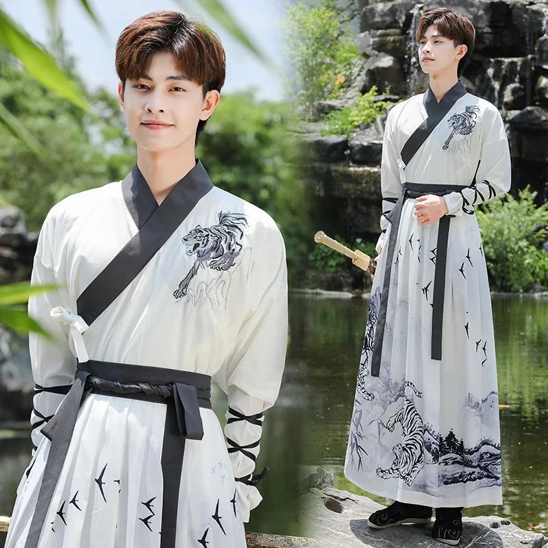 Vestido Hanfu tradicional de gran tamaño para hombre, traje de la dinastía Han, ropa de espadachín antiguo chino, Kimono masculino, traje Tang