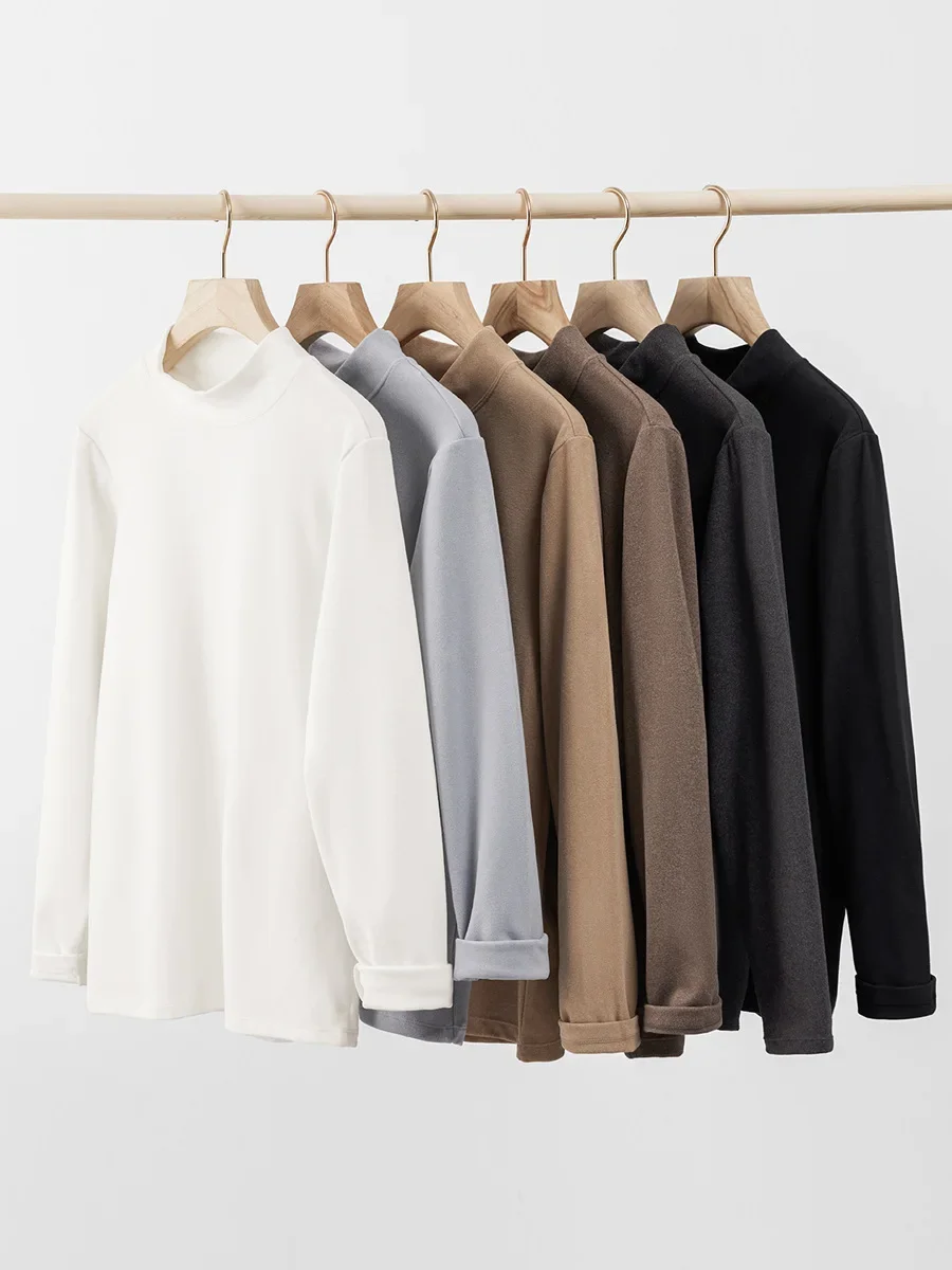 

Autumn Winter Warm Turtleneck Men Thermal Fleece Pullovers Man Soild Sweatshirts Casual Pullover Tops Undershirts Man Clothes