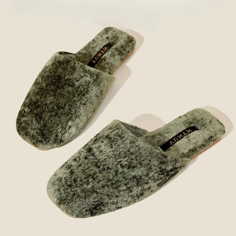 

2026 зимние теплые плюшевые женские тапочки из мягкой замши с квадратным носком, парные хлопковые тапочки, удобные легкие женские домашние тапочки