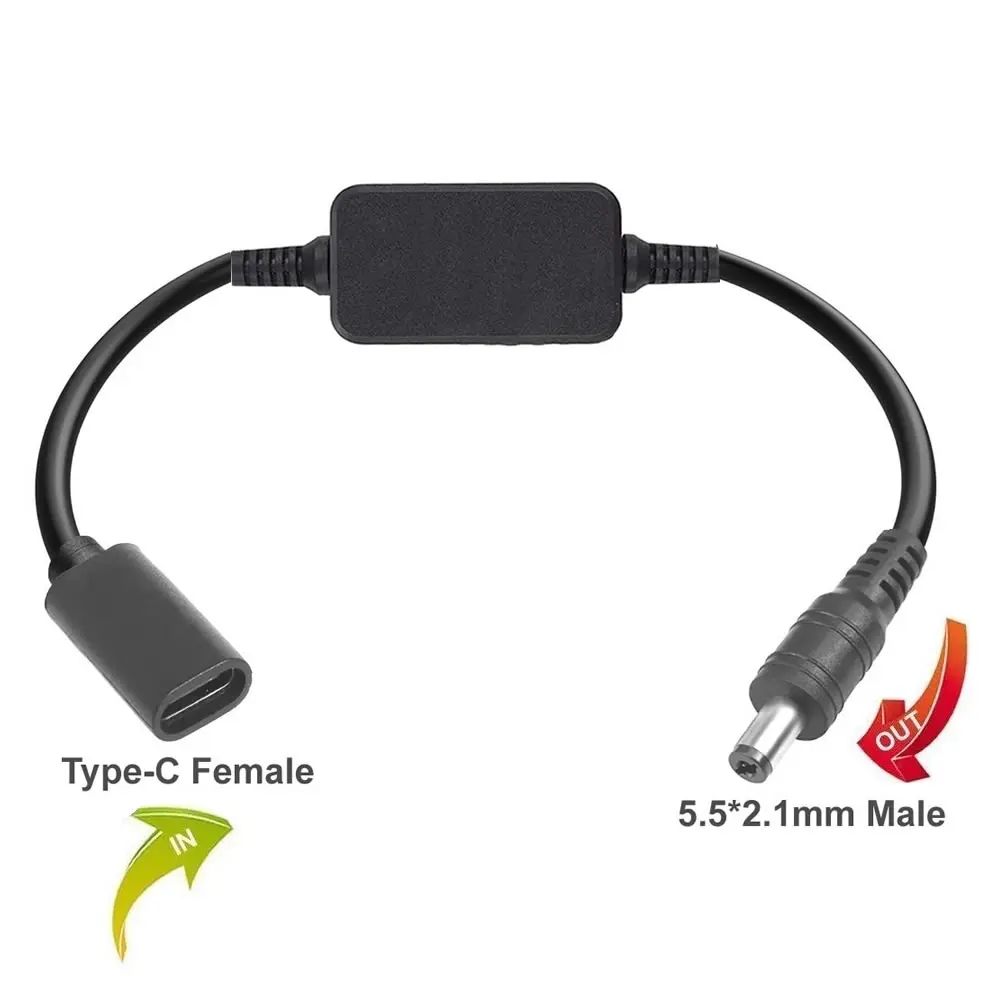 USB Type C Female to 5.5x2.1mm 5V 9V 12V Boost Power Supply Cable for Router LED Light Speaker CCTV Camera Charger Boost Cable