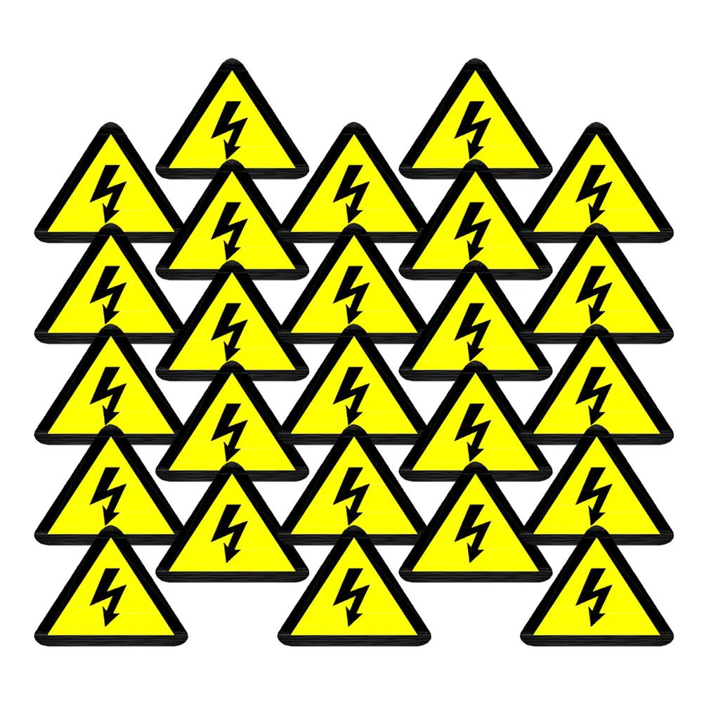 50Pcs Yellow Triangle High Voltage Warning Sticker Flash headband Symbol Electrical Hazard Label for Factories Homes Offices