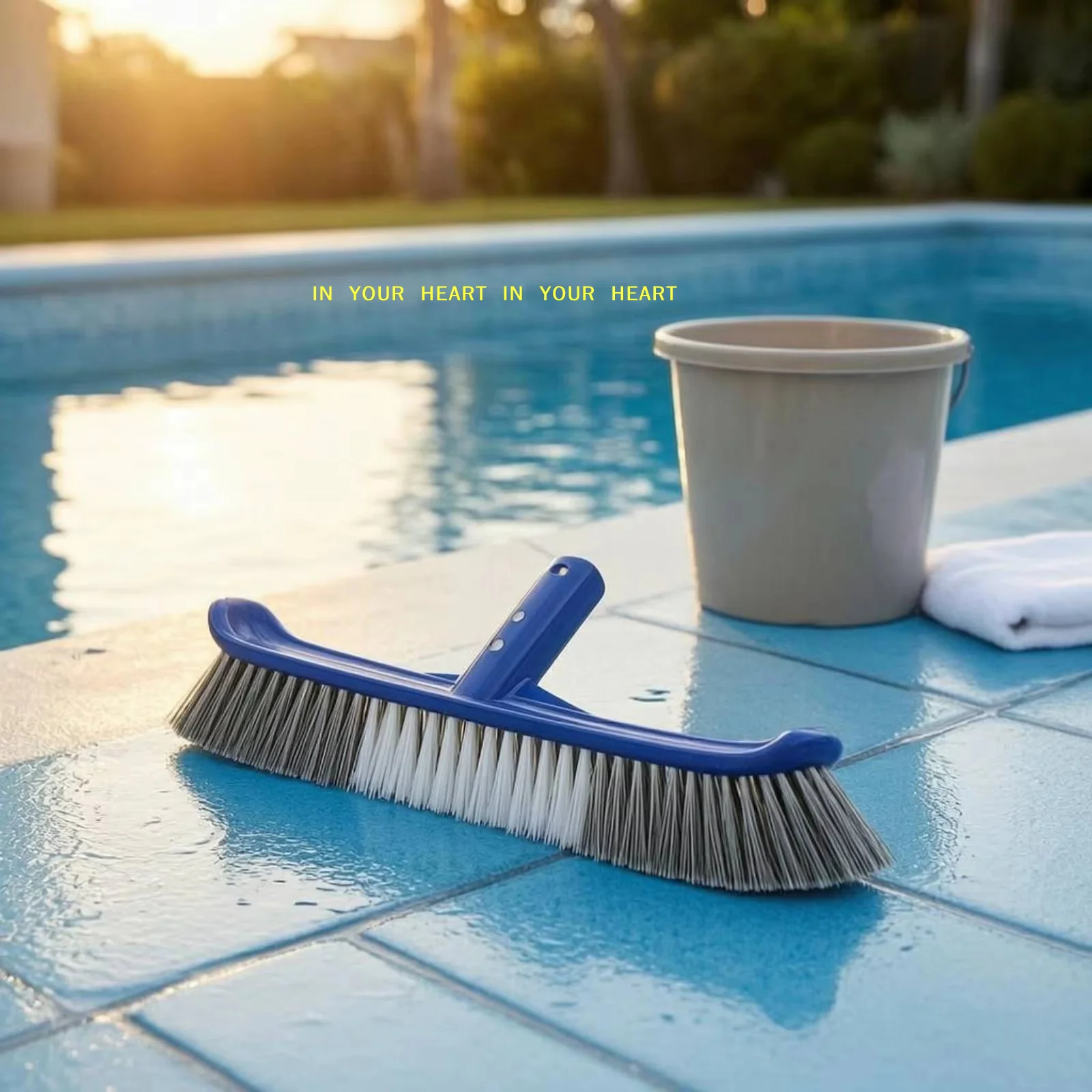 【X】Heavy Duty Swimming Pool Brush Head Stiff Durable Bristles Curved Design for Inground Above Ground Pool Cleaning