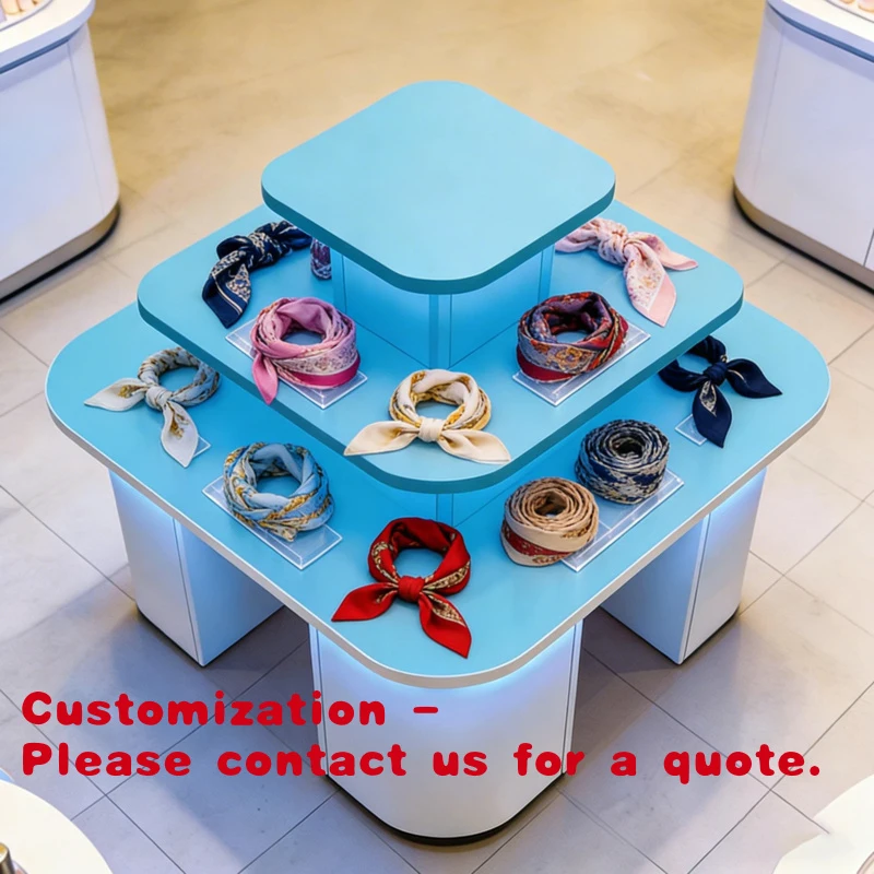 

Customize.Luxury Wooden 3-Tier Scarf Display Stand with LED Light Women's Scarf & Shawl Organizer