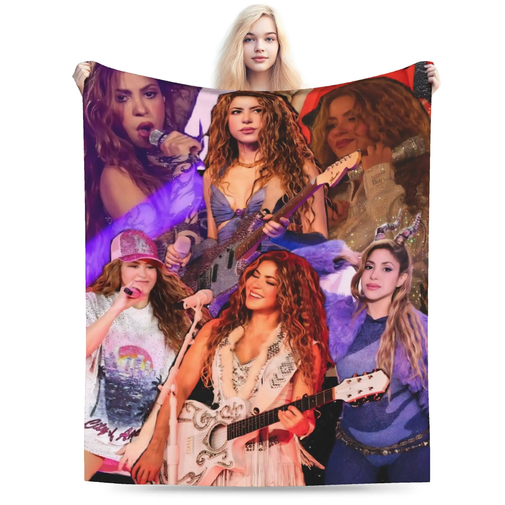Singer S-Shakira Blankets Velvet Printed  Multi-function Super Warm Throw Blanket for Bed Office Rug Piece