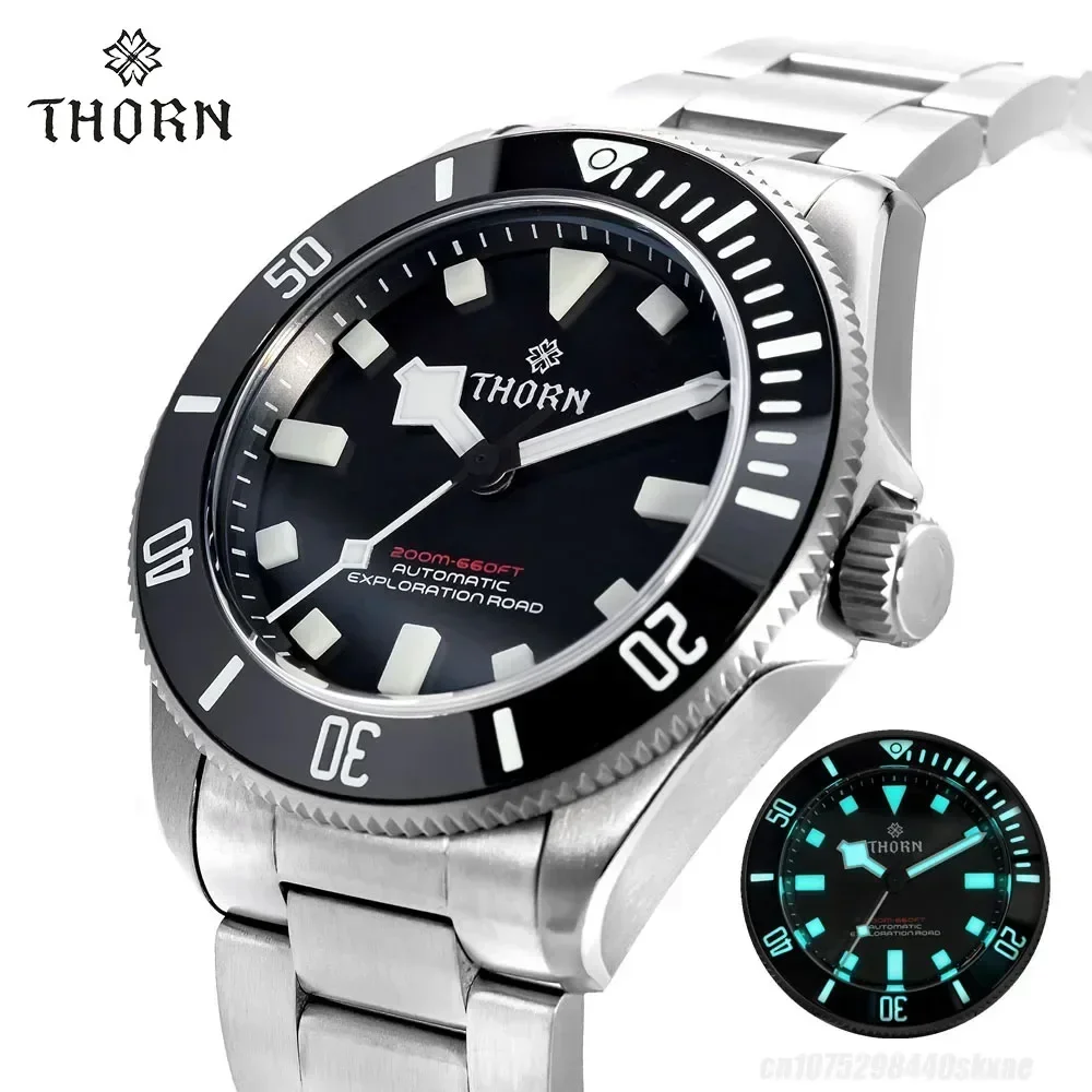 THORN Homage 39mm Titanium Watch For Men Vintage PT5000 Movement Automatic Sapphire Crystal BGW-9 Super Luminous 200M Waterproof