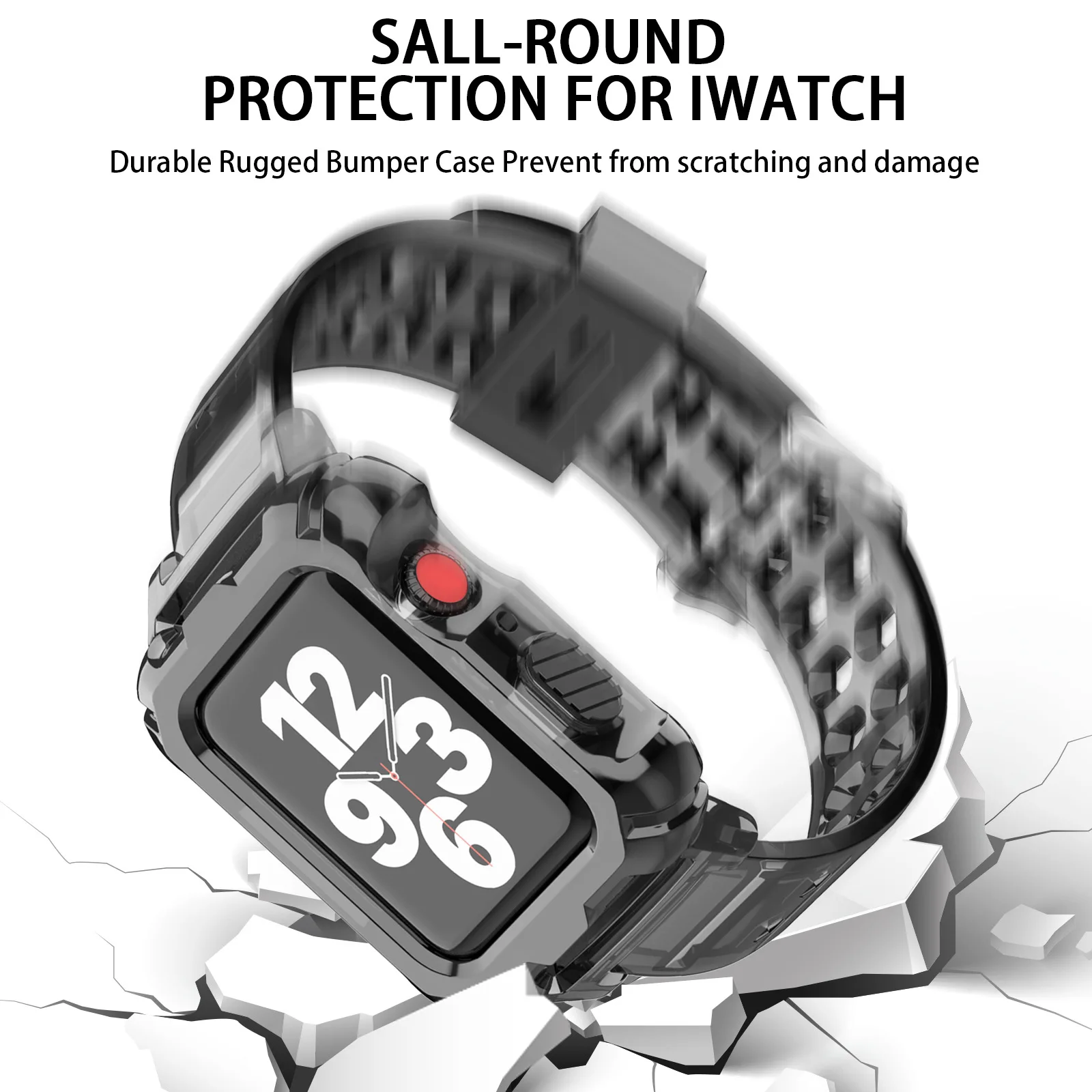 

Case+Strap For Apple Watch Band 44mm 45mm 41mm 42mm 38 40mm Sport bracelet+Protector Cover correa iwatch series 8 7 6 5 4 3 SE