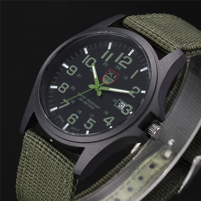 XINEW Brand Watches For Men Cheap Fashion Nylon Band Army Sports Date Quartz Clock Erkek Barato Saat Relogios Masculinos 2024