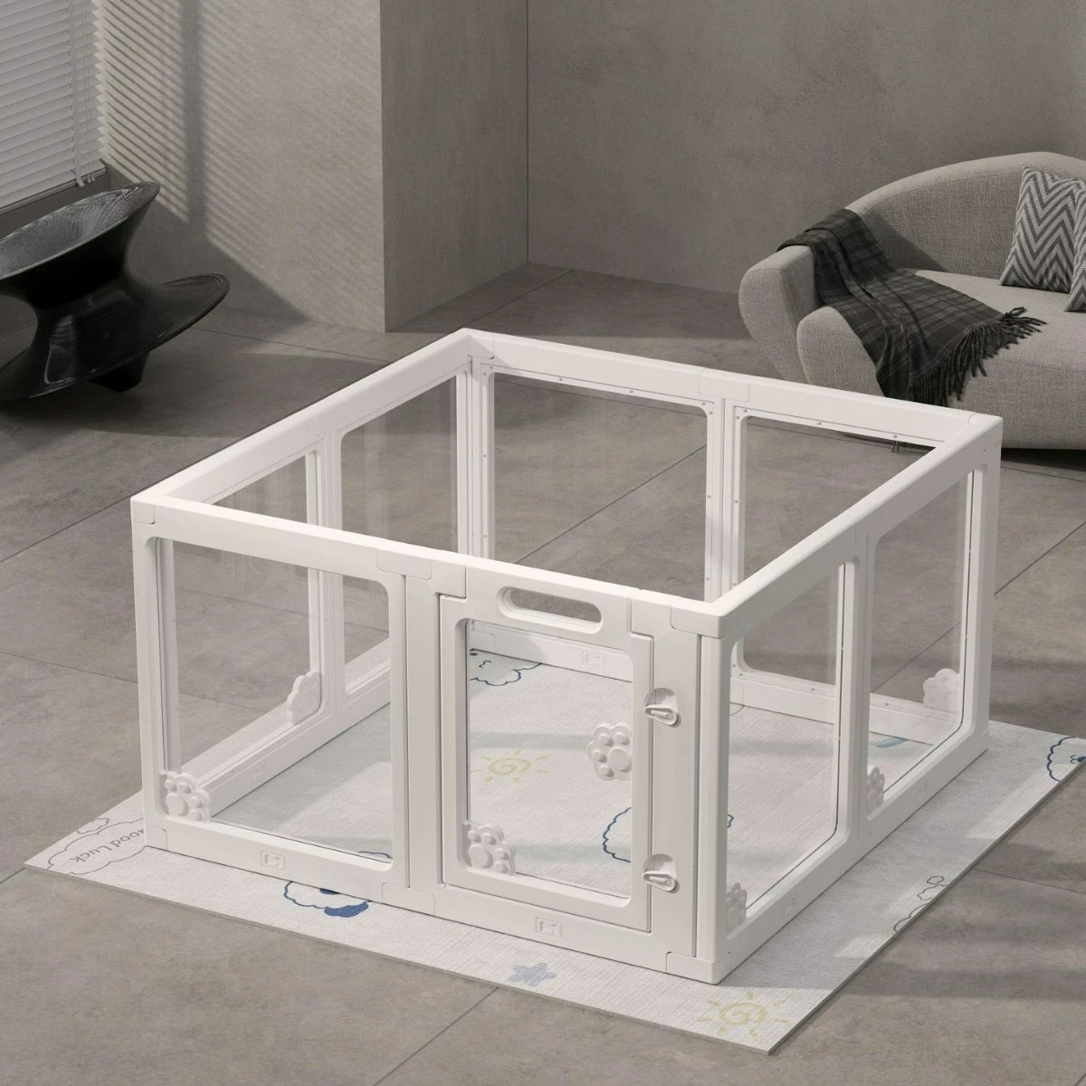 Fully Transparent Acrylic Dog Fence, Indoor Panels, Chew Proof, Portable Foldable Design, Large Pet Barrier, Home Safety Gate