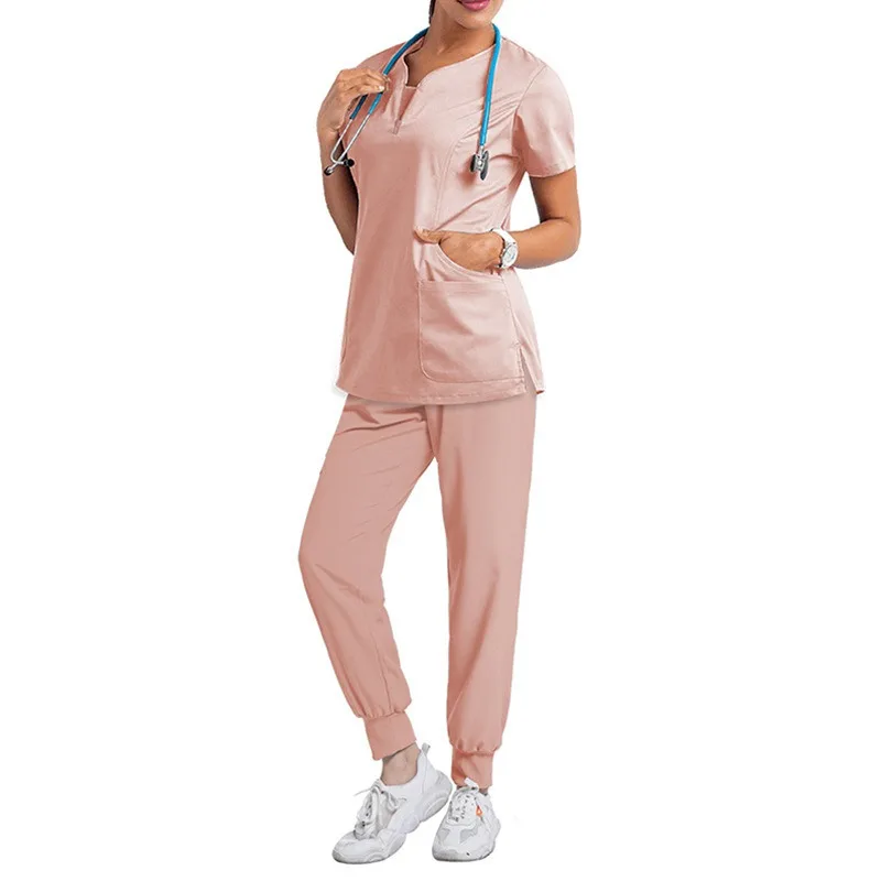 Quatro Ternos de Bala Lateral para Mulheres, Conjuntos de Cirurgia, Secagem Rápida, Roupas de Clínica Dentária, Top e Calças Ultra Macio, Slim Fit Scrubs, LMW003-03