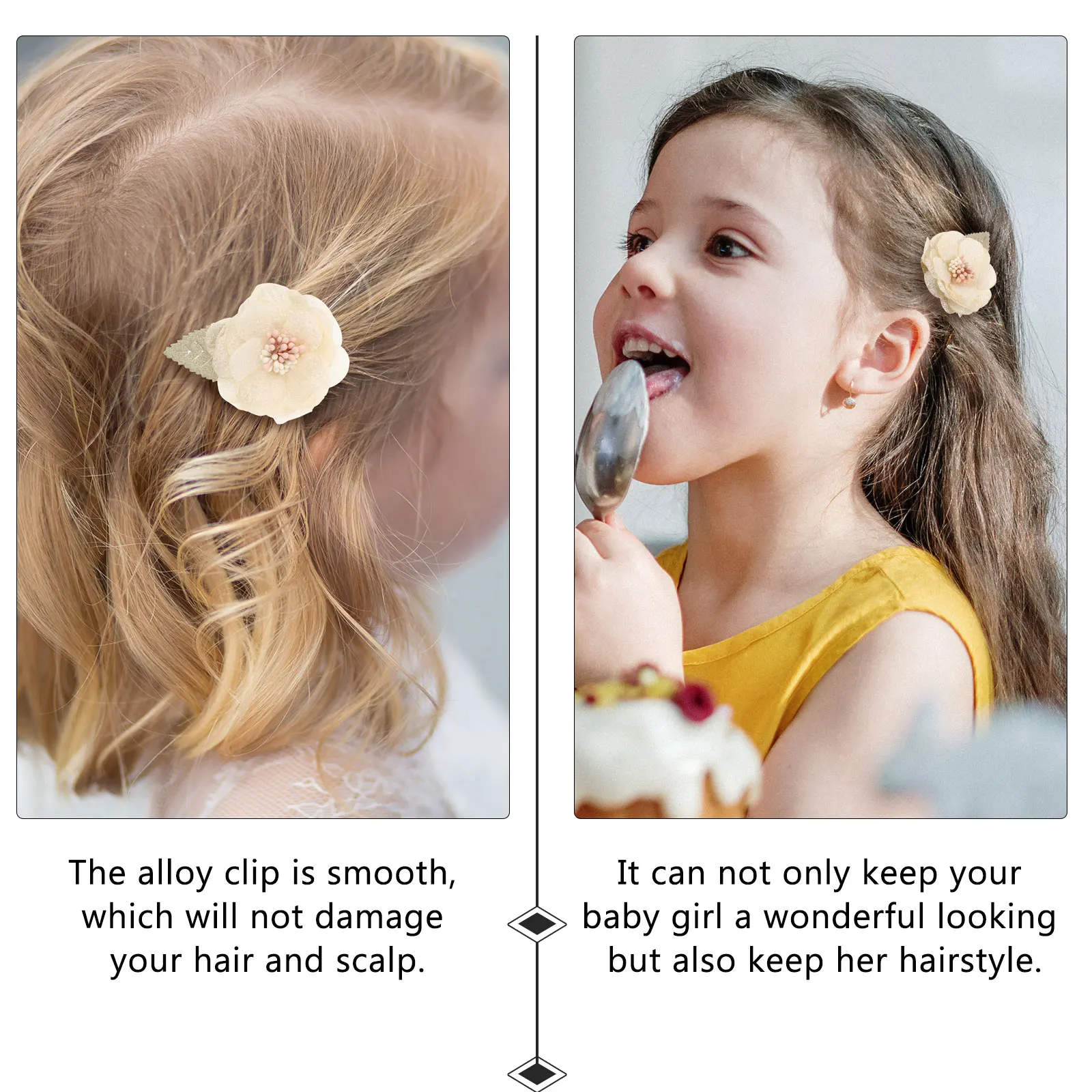 

3Pcs Flower Hair Clips Silk Decorative Baby Hair Accessories Bright Colors Realistic Flowers Kids Headdress Ponytail Clips