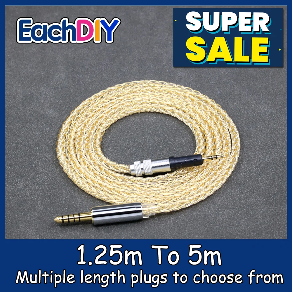 

8 Core 99% 7n Pure Silver 24k Gold Plated Earphone Cable For Audio Technica ATH-M50x ATH-M40x ATH-M70x ATH-M60x LN008799