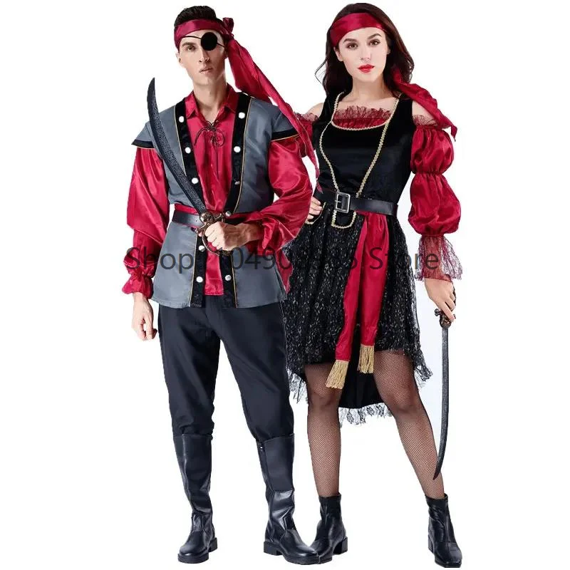 

OU1 Sexy Captain Costume Halloween Carnival Fancy Party Couple Cosplay Dress Pirate Costumes Clothes Set