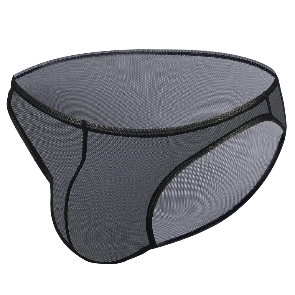 Mens Sexy Low Waist Pouch Panties Mesh See Through Underwear Ultra Thin Sheer Underpants Elastic Breathable Briefs Hombre