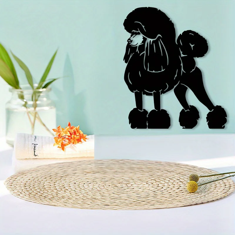 Retro Poodle Metal Wall Art Iron Dog Sculpture Powder Coated Outdoor Garden Fence Hanging Mural Christmas Easter Gift
