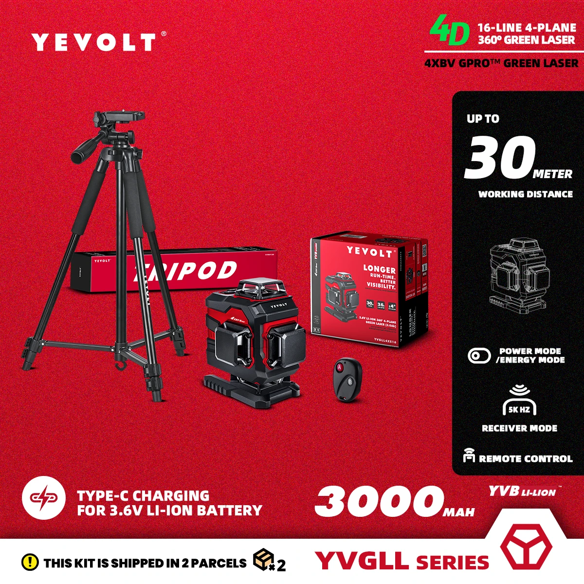 

Лазерный уровень YEVOLT TP-YVGLL4XS16 4-Plane, зеленый лазерный уровень 4D, 16 линий, самовыравнивающийся, 360 дюйма, наземная линия, Горизонтальные и вертикальные инструменты, штатив 1,5 м