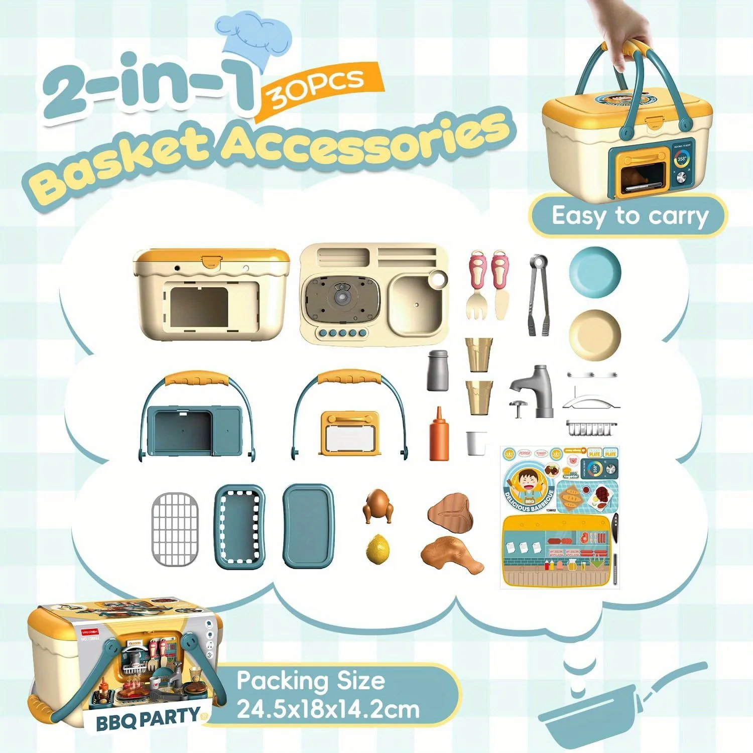 Kids Play Kitchen Toys,Barbecue Play Set with Sounds Lights and Running Water,Simulation Kitchen Toys BBQ Role Play Kit for Kids