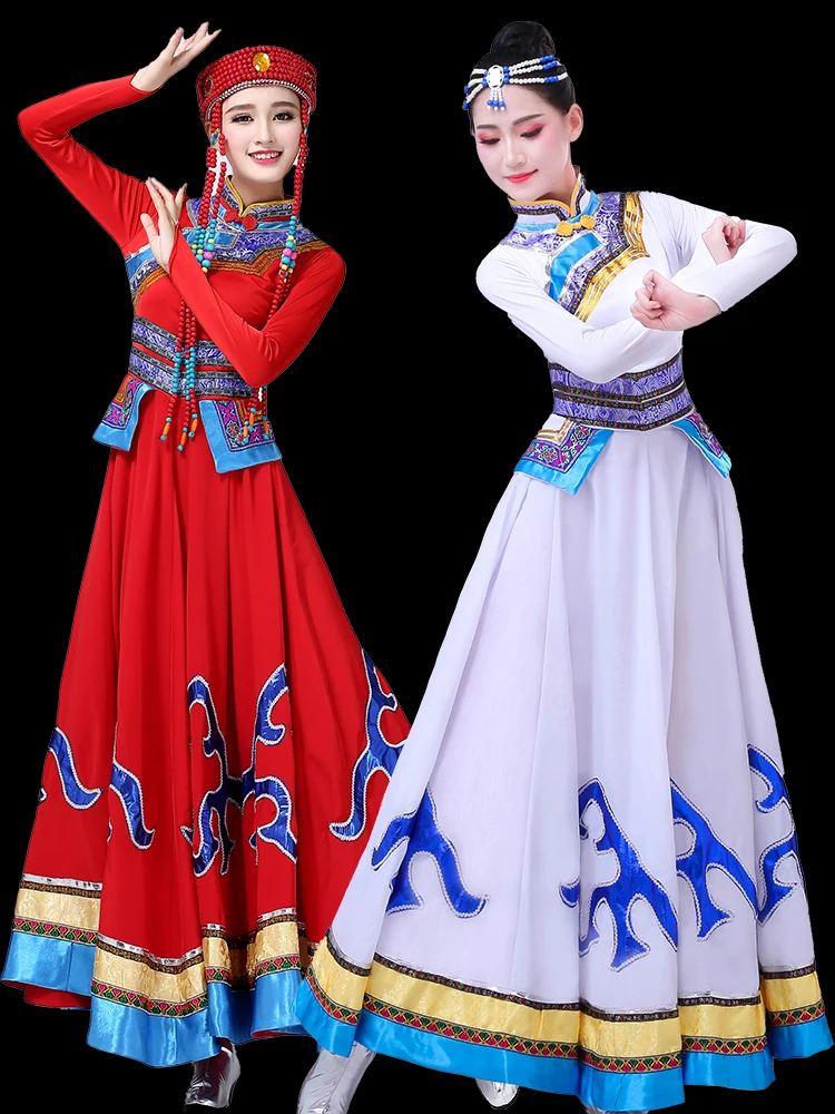 New Mongolian dance performance costume female folk dance dress Inner Mongolia performance Mongolian chopstick dance long skirt