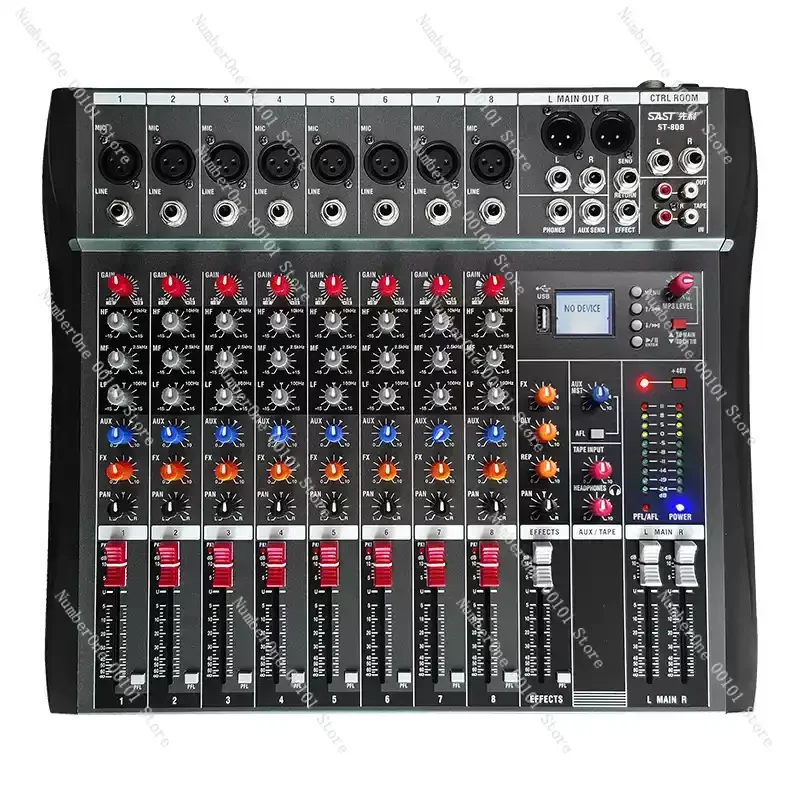 8 Channel Digital Mixer Professional Sound Board With Bluetooth USB Recording 16 Effects For Live Streaming Home Stage